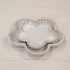 Natural Ceramic Flower Shaped Plate with Bobble Rim: Large