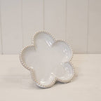 Natural Ceramic Flower Shaped Plate with Bobble Rim: Large