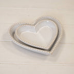 Ceramic Heart Shaped Plate with Bobble Rim: Large