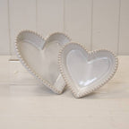 Ceramic Heart Shaped Plate with Bobble Rim: Large