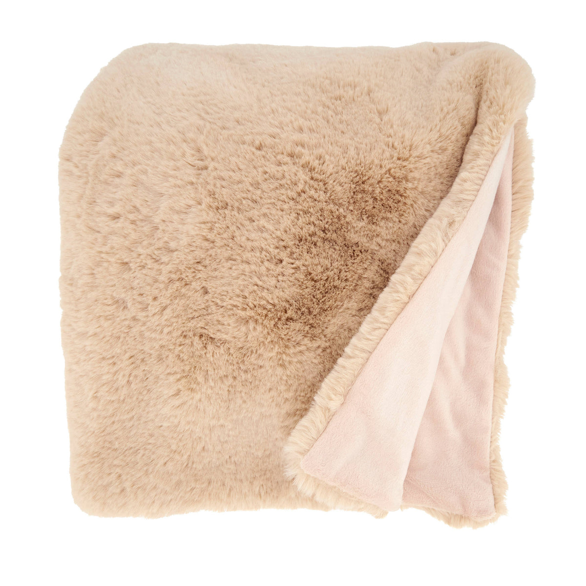 Warm Embrace Faux Rabbit Fur Throw: Natural / 50"x60"