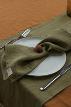 Olive Green Linen Napkin Set Of 2: 16x16" / 40x40 cm