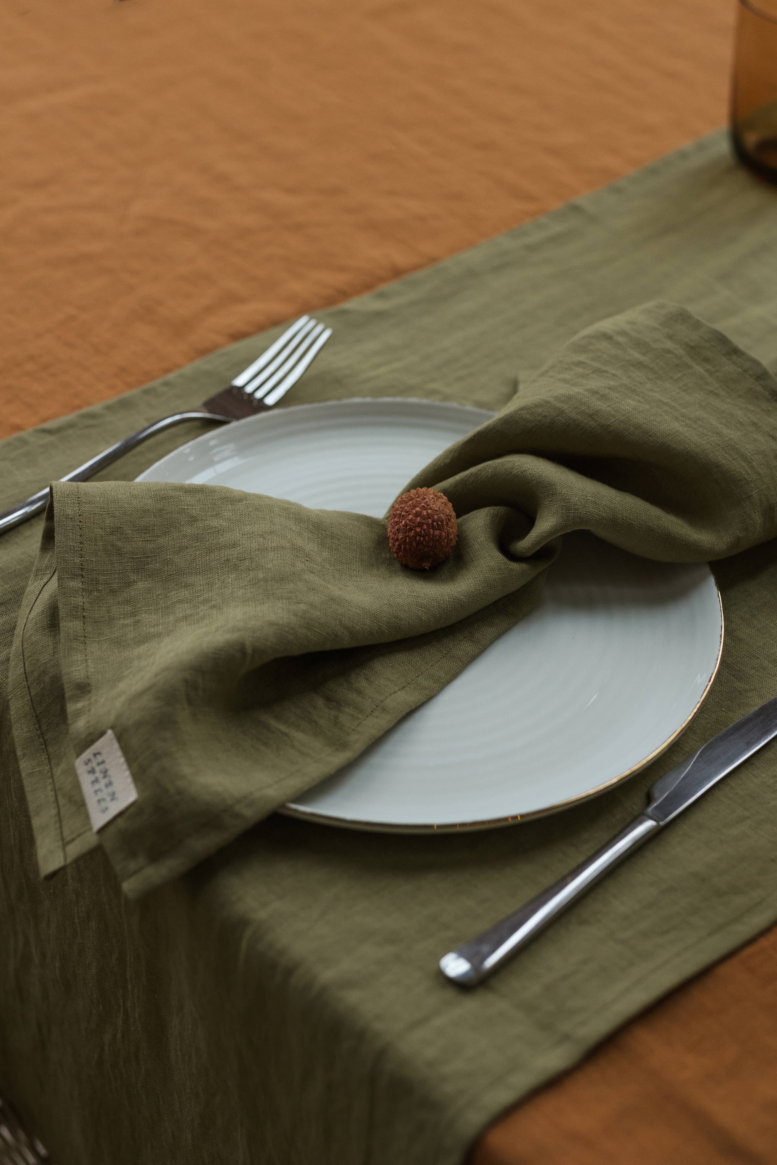 Olive Green Linen Napkin Set Of 2: 16x16" / 40x40 cm