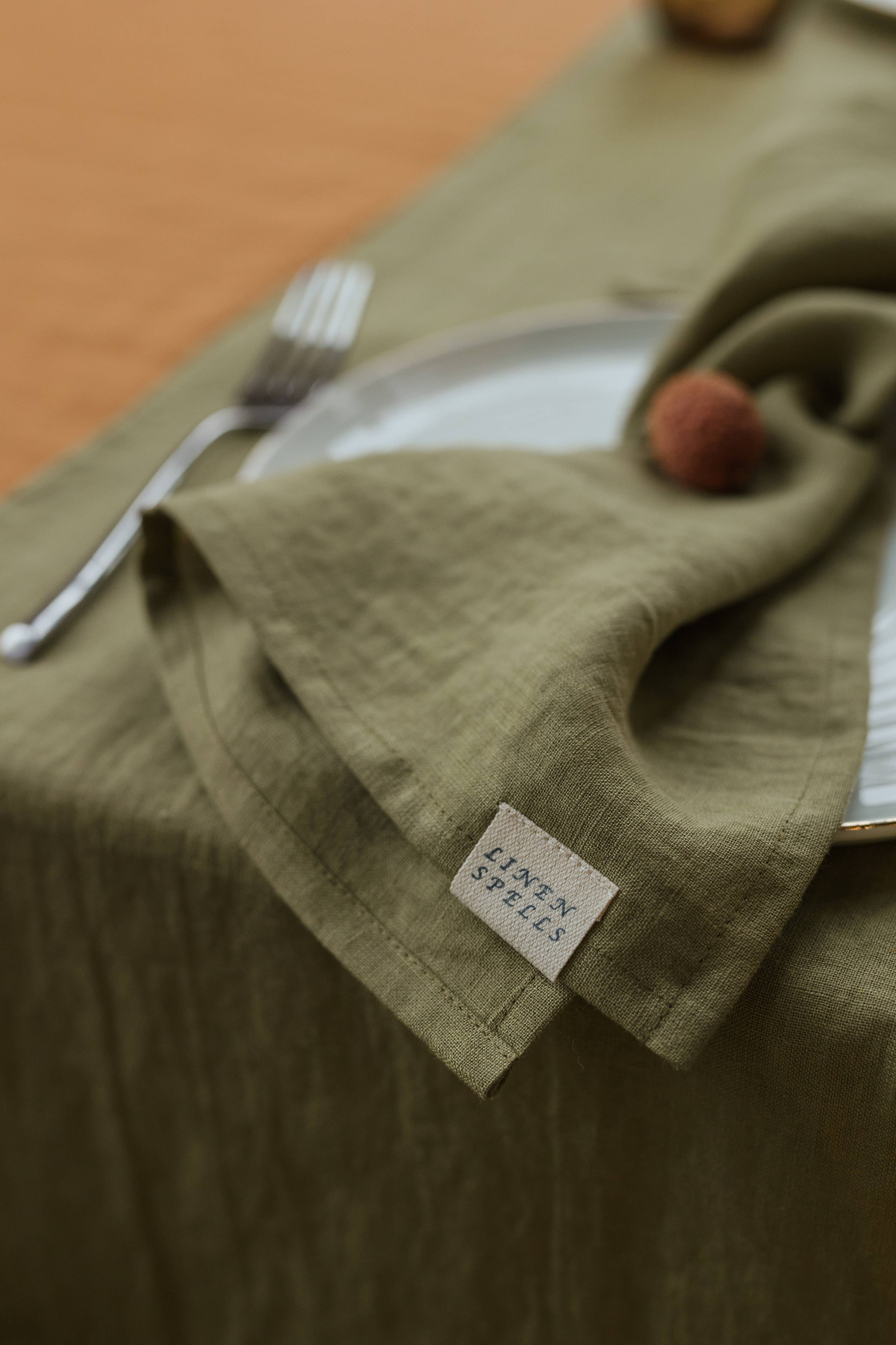 Olive Green Linen Napkin Set Of 2: 16x16" / 40x40 cm