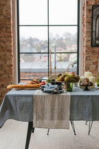 Natural Grey Linen Table Runner: 16x59" / 40x200 cm
