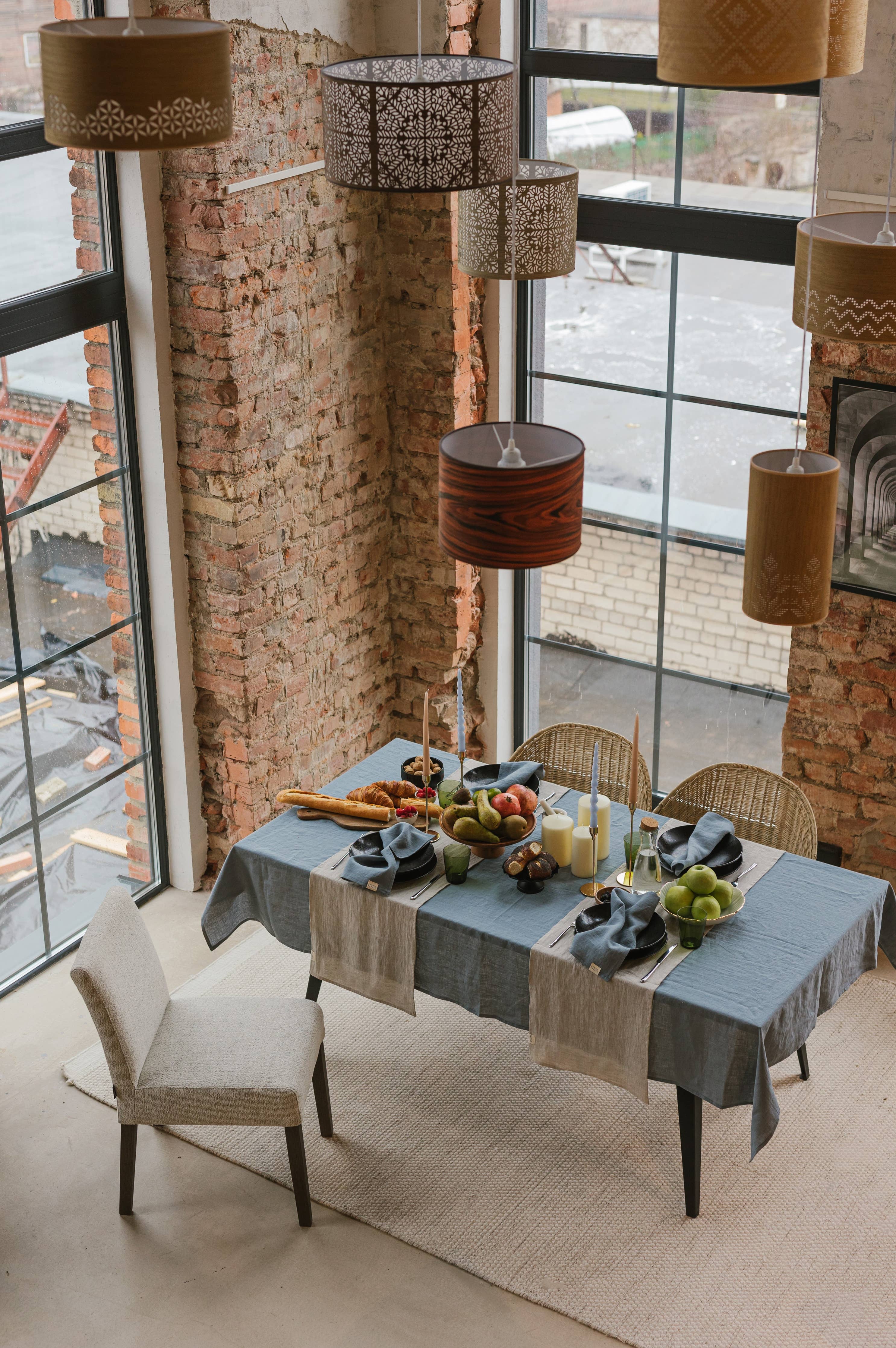 Natural Grey Linen Table Runner: 16x59" / 40x200 cm