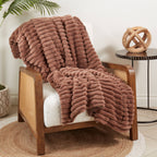 Cozy Comfort Faux Rabbit Fur Throw: Brown / 50"x60"