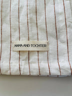 Pure French Linen Tea Towel - Toffee Pinstripes