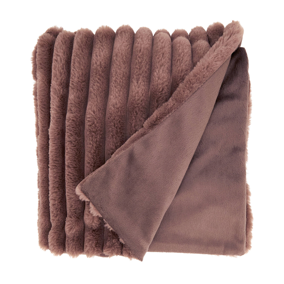 Cozy Comfort Faux Rabbit Fur Throw: Brown / 50"x60"