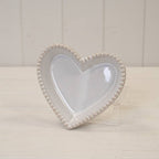 Ceramic Heart Shaped Plate with Bobble Rim: Large